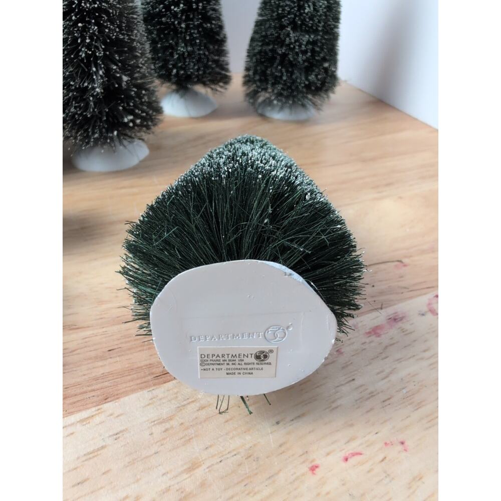 Lot of 15 Department 56 Frosted Flocked Evergreen 9 trees, 6 Sisal Bushes - Picture 4 of 7
